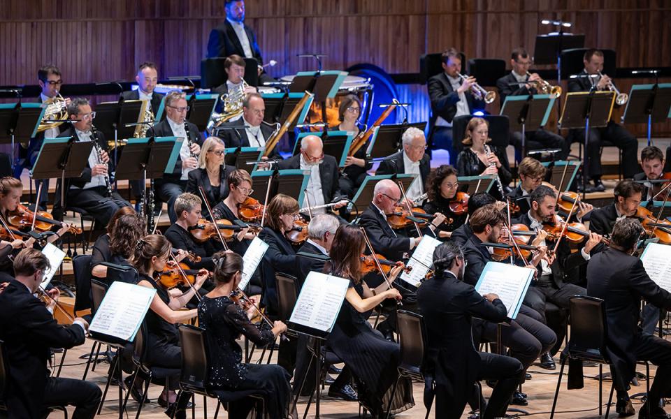 Philharmonia Orchestra on stage at Royal Festival Hall