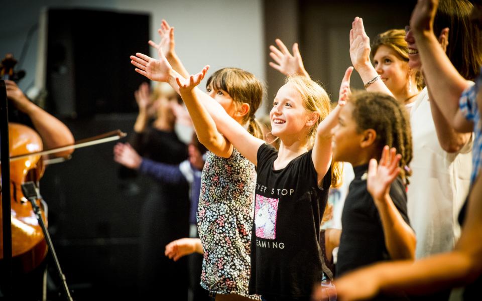 Young people participating at family concert